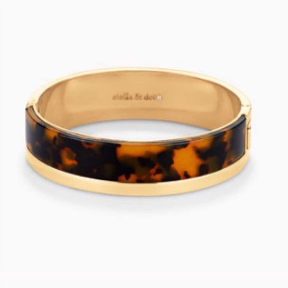 Stella & Dot | Retired Jaya Tortoise + Gold Bangle Clasp Bracelet - Picture 3 of 9